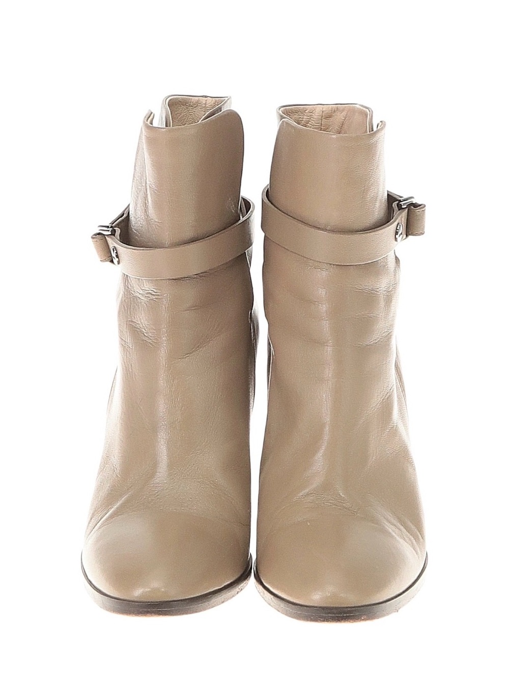 Theory Taupe Leather Ankle Boots with Strap